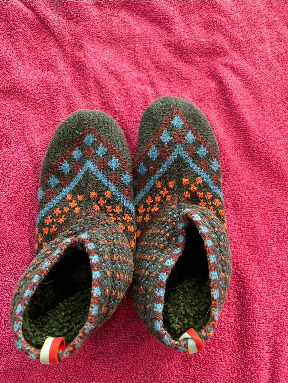 Bombas Kids Chevron & Dot Slipper Boots in Brown, Blue, and Orange